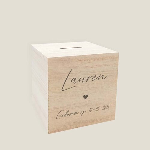 Houten spaarpot - Hartje