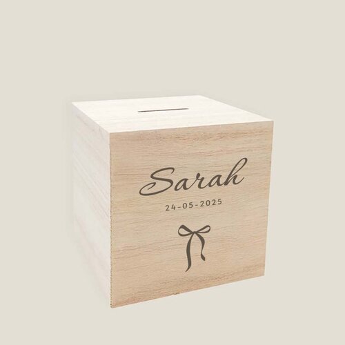 Houten spaarpot - Strikje