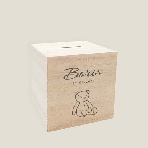 Houten spaarpot - Beer