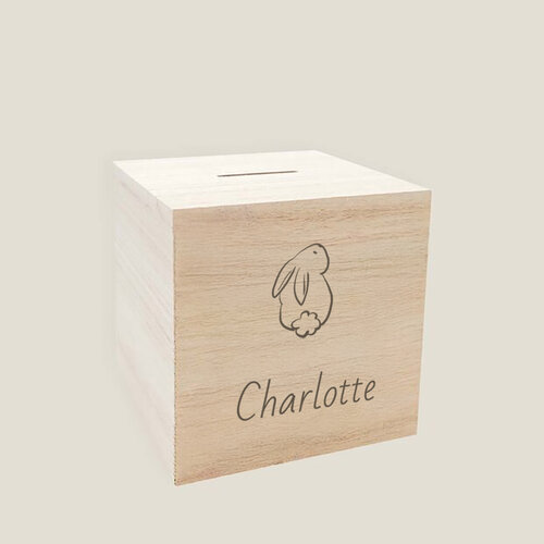 Houten spaarpot - Konijn