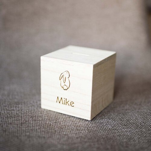 Houten spaarpot - Konijn