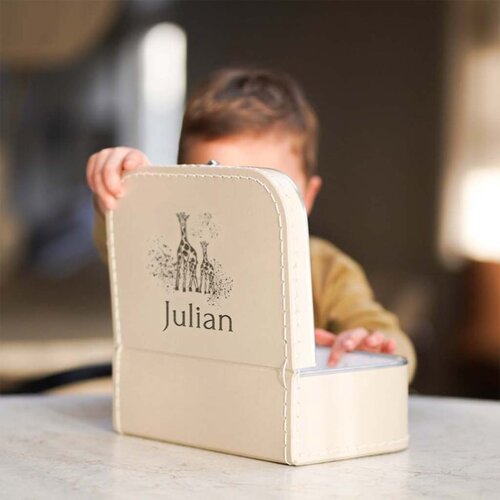 Kinderkoffertje met naam - Naturel