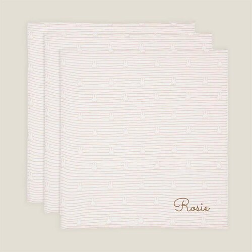 Hydrofiele doeken Jollein - Miffy Stripe (Biscuit) - 3 stuks