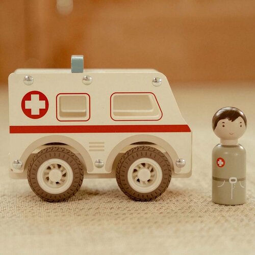 Houten ambulance - Wit - Essentials - Little Dutch