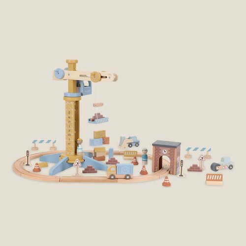 Houten hijskraan - Treinbaan - Little Dutch