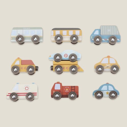 Houten voertuigenset - Meerkleurig - Essentials - Little Dutch