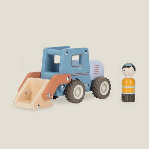 Houten bulldozer - Blauw - Essentials - Little Dutch