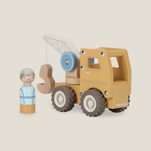 Houten hijskraan - Geel - Essentials - Little Dutch