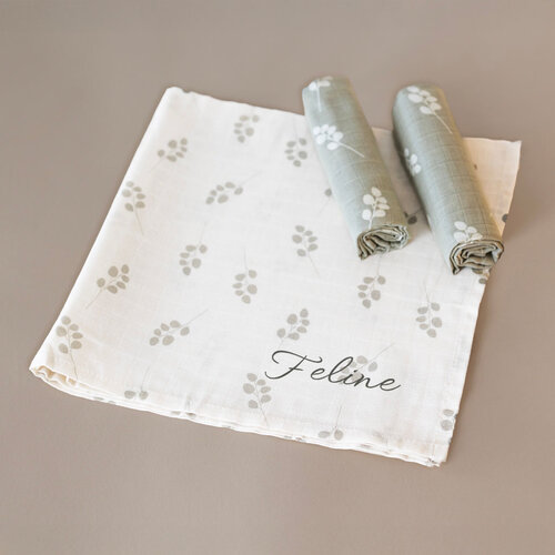 Hydrofiele doeken - 3 stuks - Twig Olive Green - Jollein