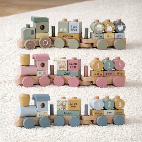 Little Dutch houten trein met naam