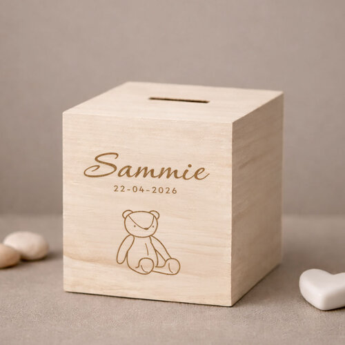 Houten spaarpot - Beer