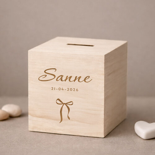 Houten spaarpot - Strikje