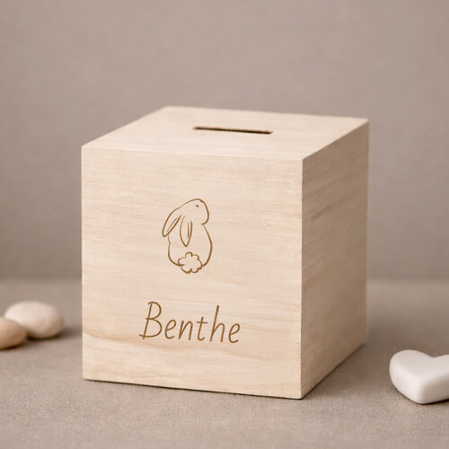 Houten spaarpot - Konijn