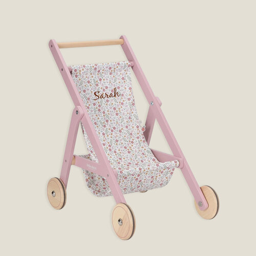 Houten poppenbuggy - Roze - Essentials - Little Dutch