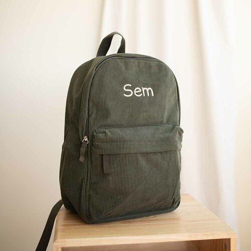 Kidslabel rugzak Corduroy Large - Forest Green