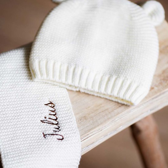 Babymuts met sjaal - Off White