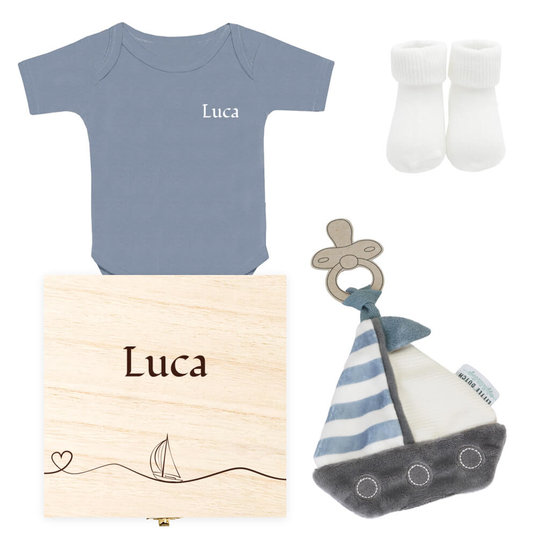 Kraamcadeau set met naam Sailors Bay - Little Dutch