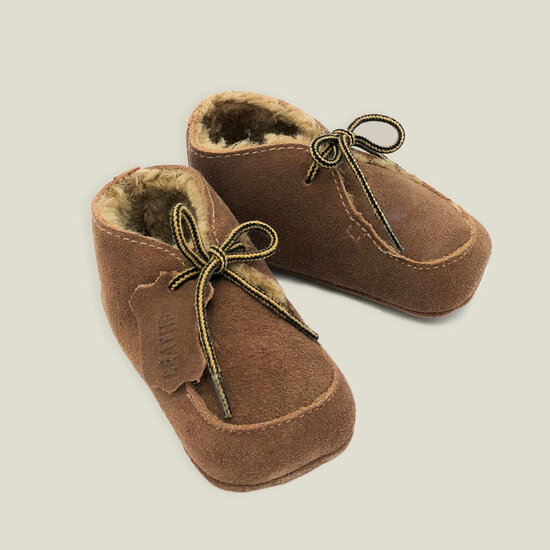 Babyschoentjes leer gevoerd - Brown