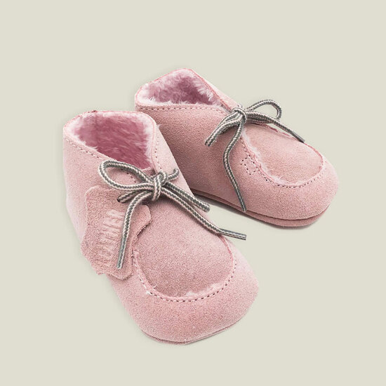 Babyschoentjes leer gevoerd - Pink