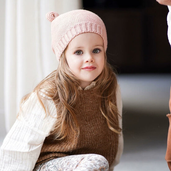 Babymuts met sjaal - Pink