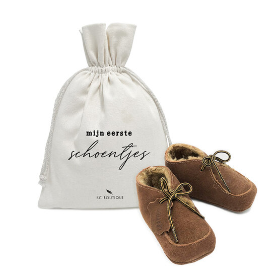 Babyschoentjes leer gevoerd - Brown