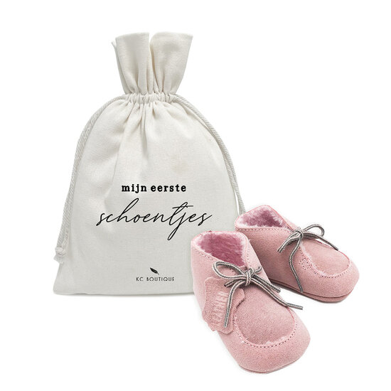 Babyschoentjes leer gevoerd - Pink