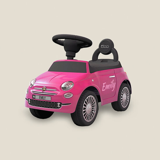 Loopauto Fiat 500 met naam - Roze