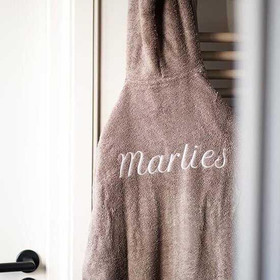 Badjas met capuchon dames - Taupe
