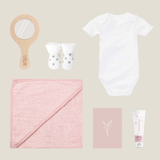 Kraamcadeau set met badcape (roze)