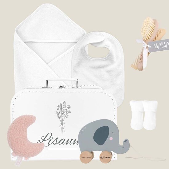Kraamcadeau koffer groot (roze)