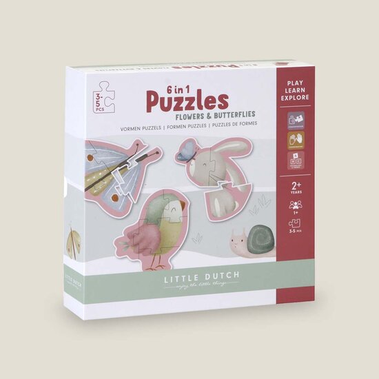 Vormen puzzels Flowers & Butterflies - Little Dutch