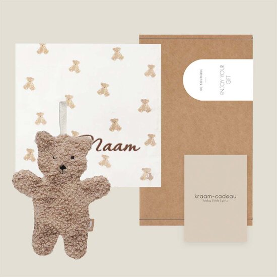 Brievenbuscadeau hydrofieldoek met naam - Teddy beer