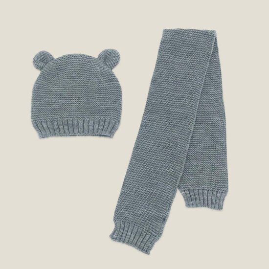 Babymuts met sjaal - Grey