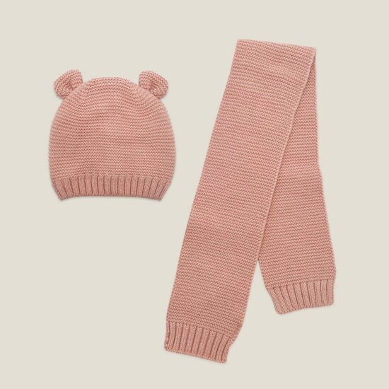 Babymuts met sjaal - Pink
