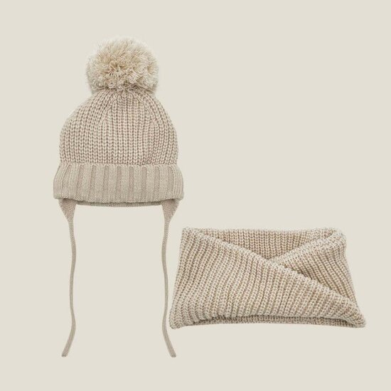 Babymuts met sjaal - Beige