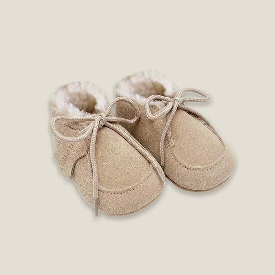 Babyschoentjes leer gevoerd - Beige